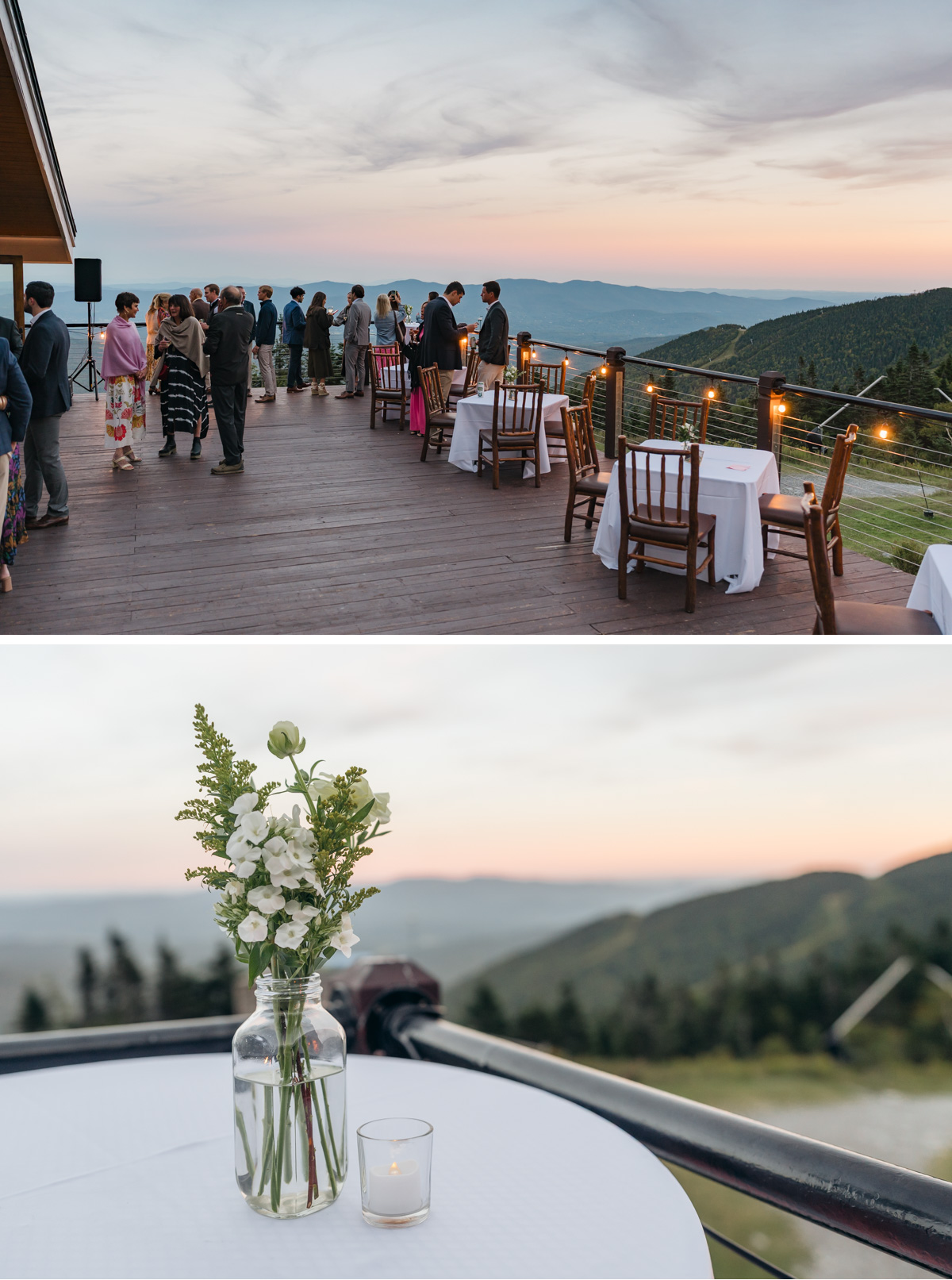 Guests at Cliff House, Mount Mansfield, stowe wedding welcome party