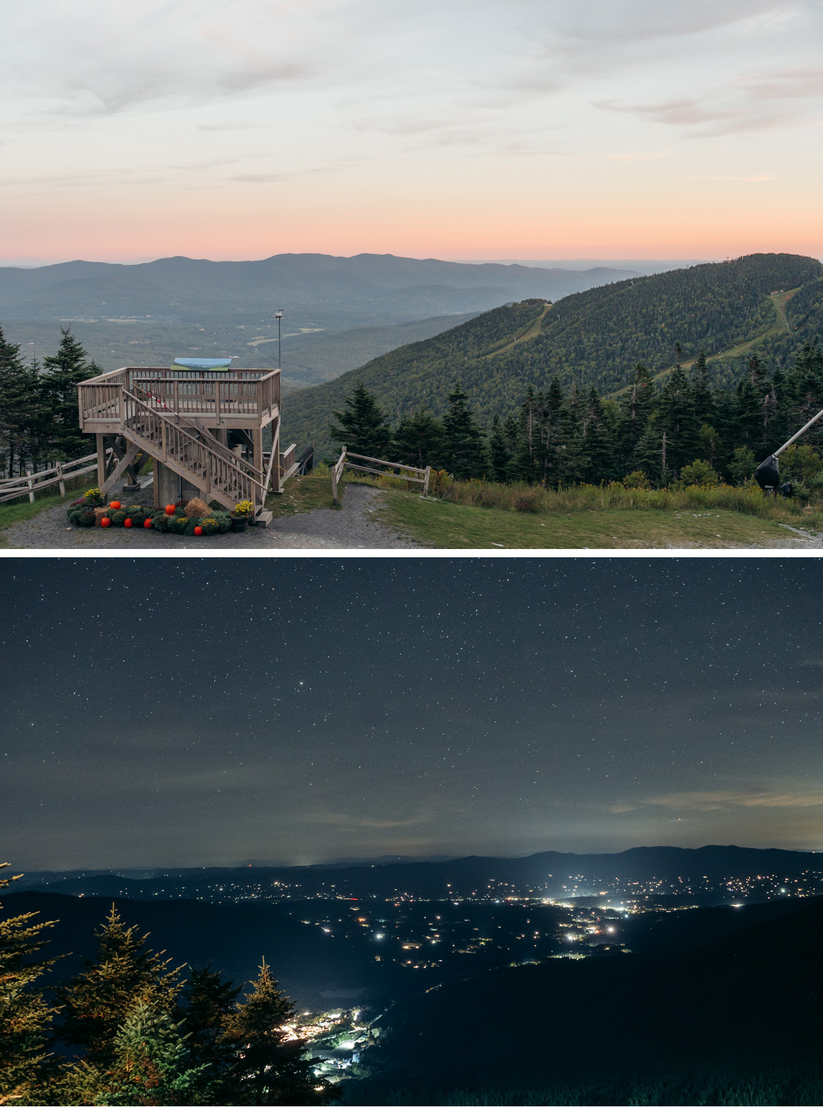 Sunset and evening sky views from Cliff House, Stowe Vermont