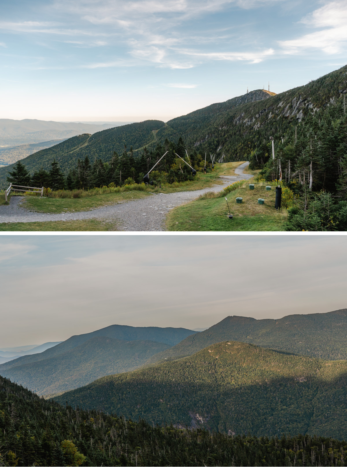 Views from atop Mount Mansfield, stowe wedding, cliff house welcome party