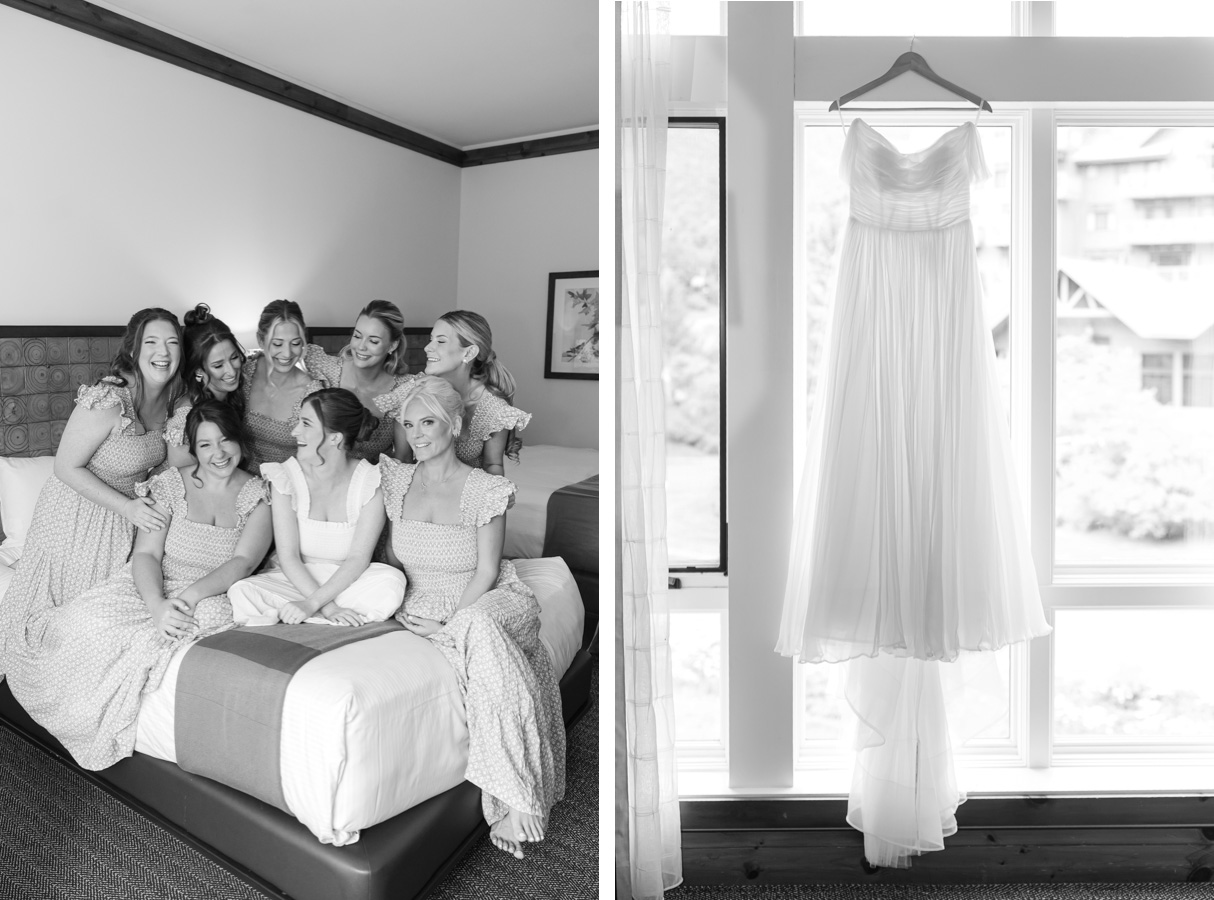 Topnotch Resort Wedding - bride and bridesmaids, dress shot