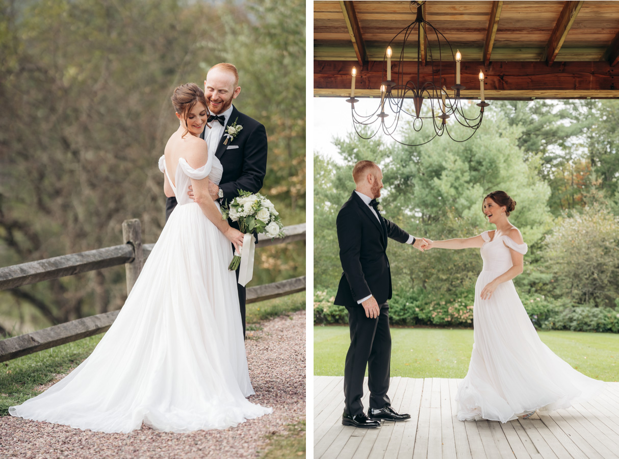 Topnotch Resort Wedding - couple posing during first look