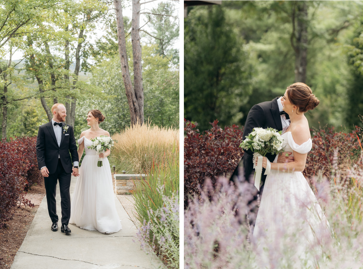 Topnotch Resort Wedding - walking together and flowers