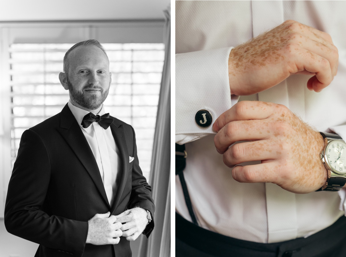 Topnotch Resort Wedding - putting on cufflinks