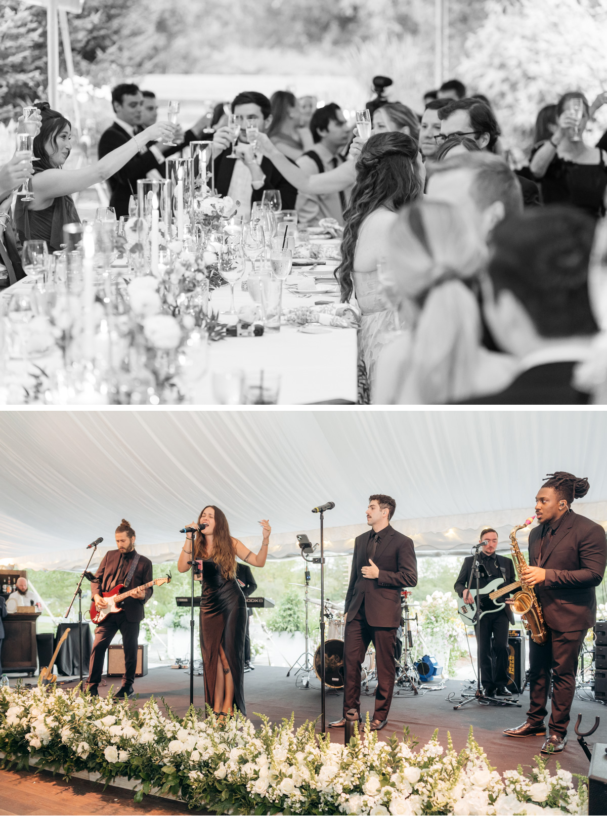 Topnotch Resort Wedding - cheers and reception candids, the band