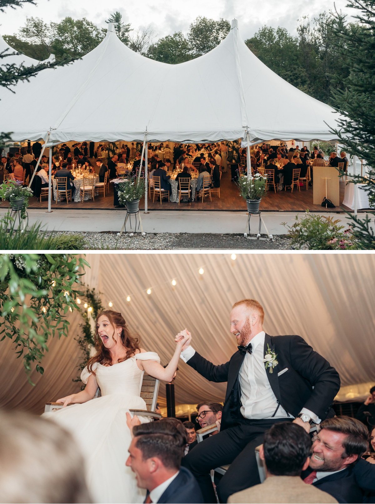 Topnotch Resort Wedding - view of tent and couple dancing hora