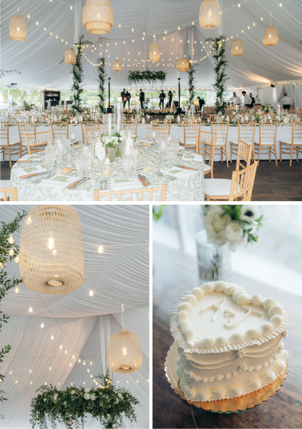 Topnotch Resort Wedding - wide angle of reception tent and cake