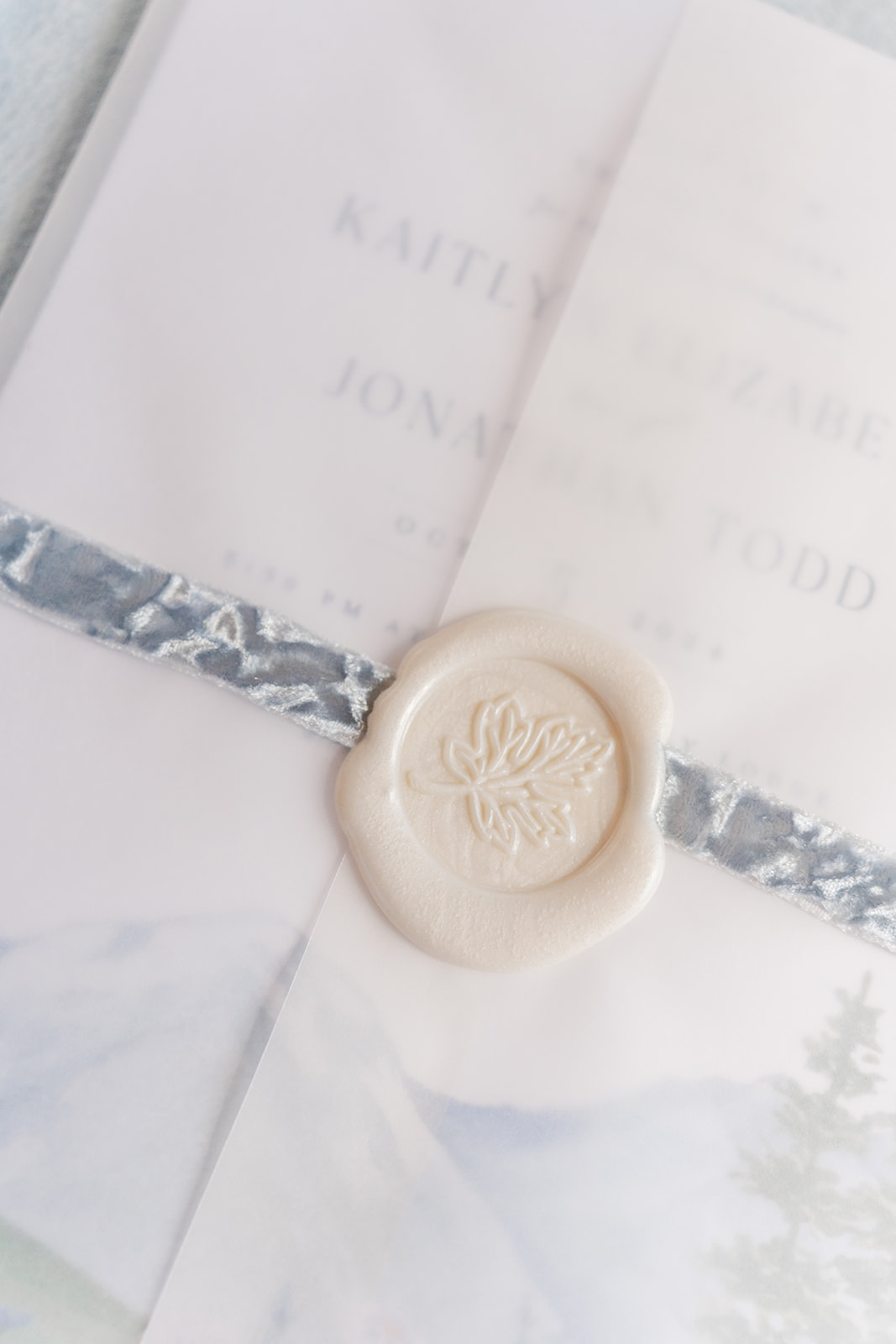 wax seal on wedding invitation