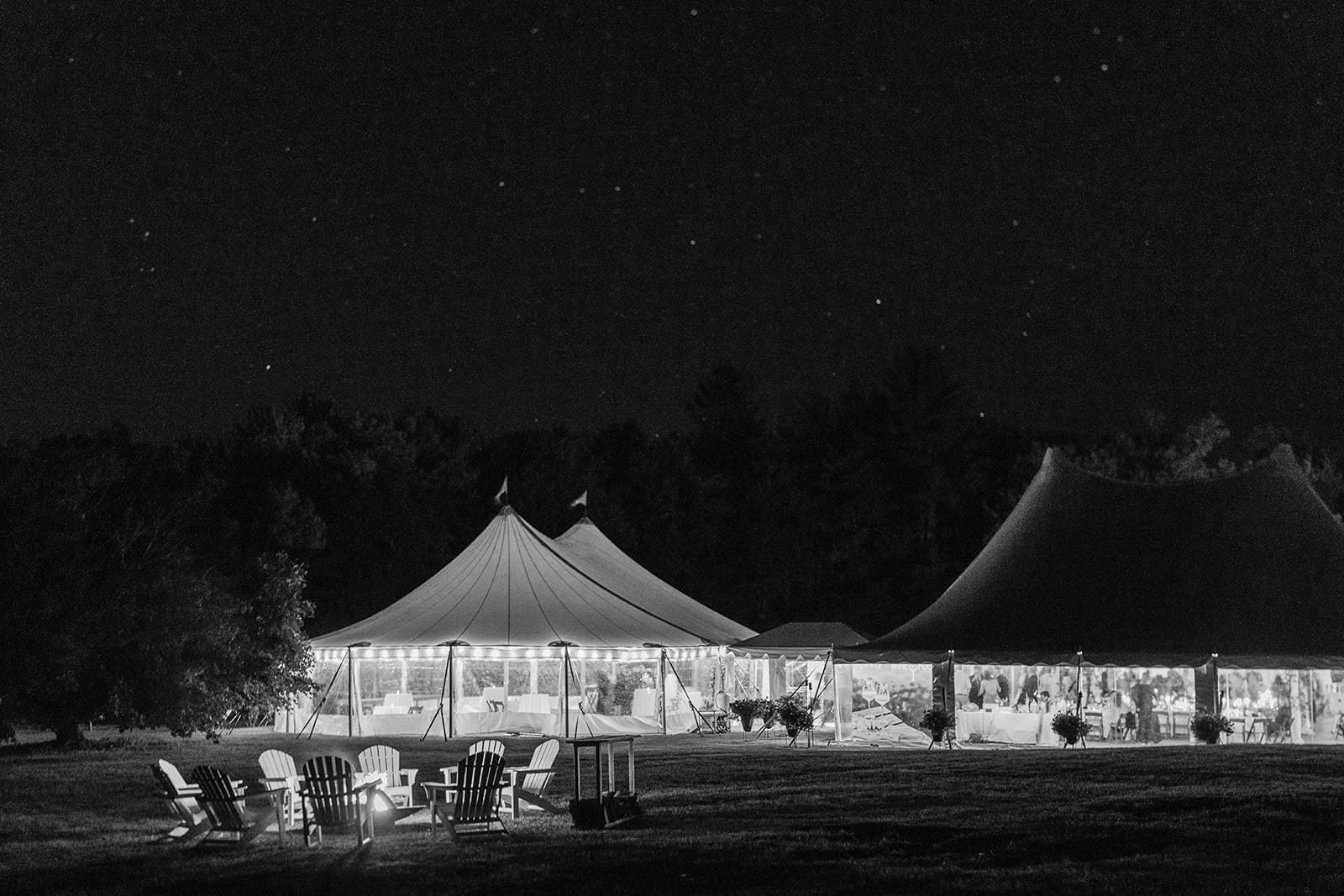 wedding tent aglow - Fall Trapp Lodge wedding