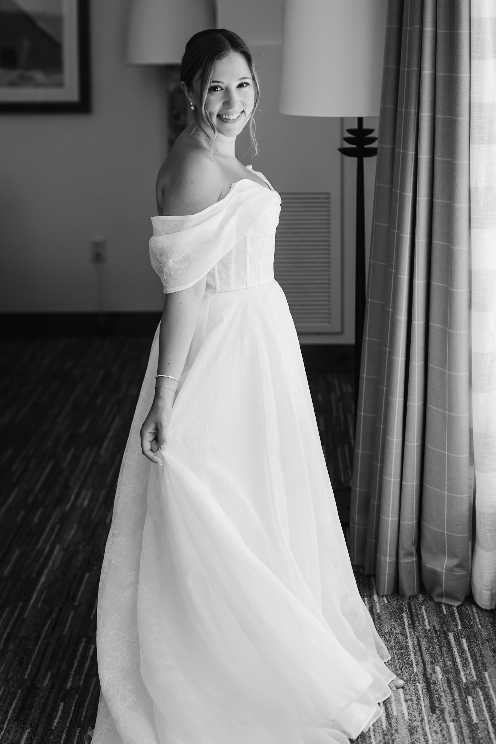 bride swishing dress