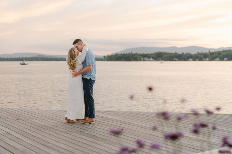 Wolfeboro engagement session with stunning view of Lake Winnepesaukee