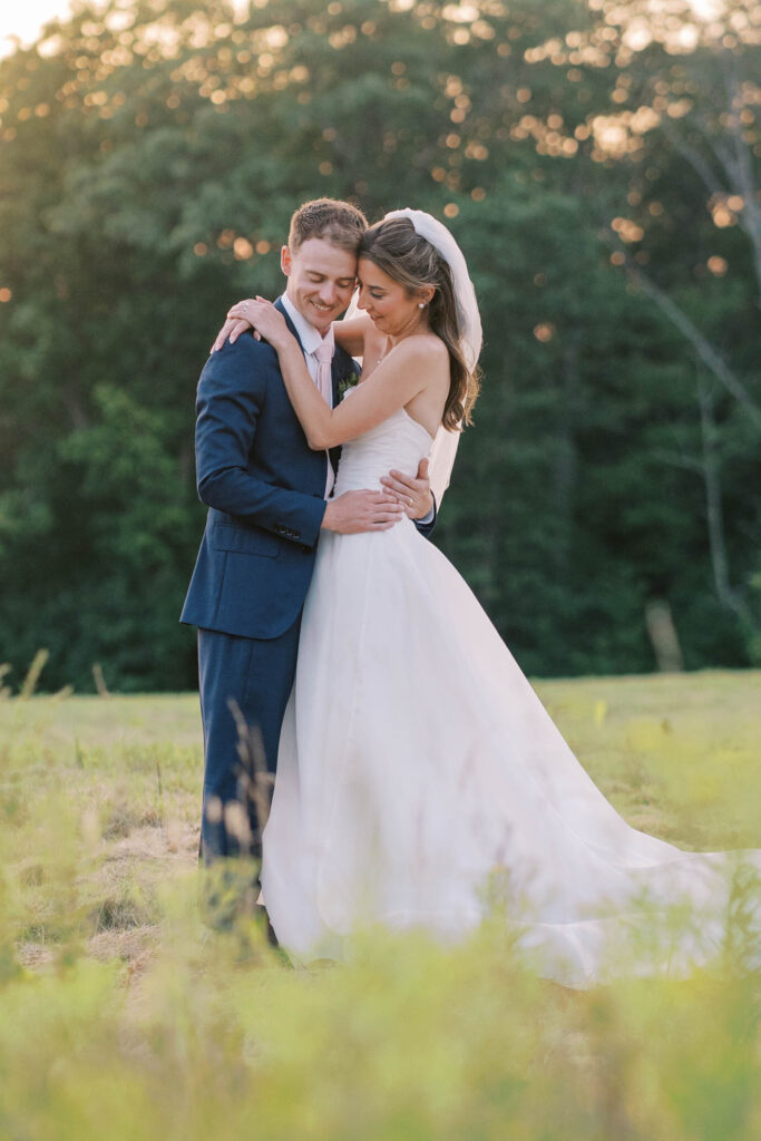 Harrington Farm Wedding - embrace during golden hour