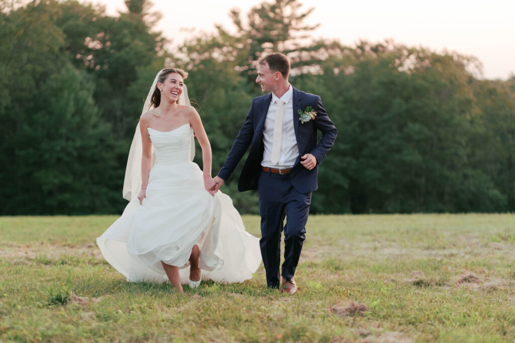 Harrington Farm Wedding - running in field