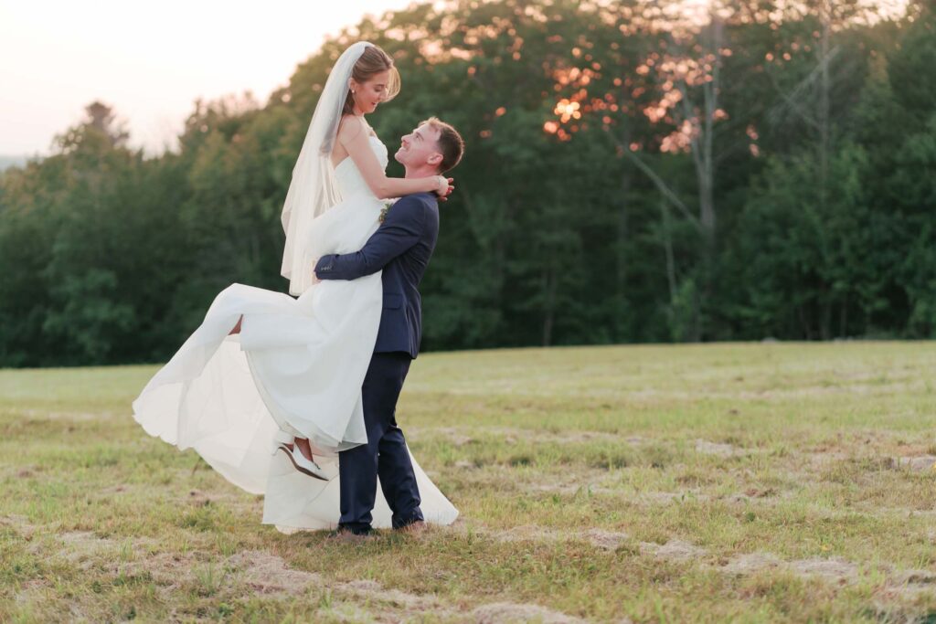 Harrington Farm Wedding - Lift during golden hour portrait