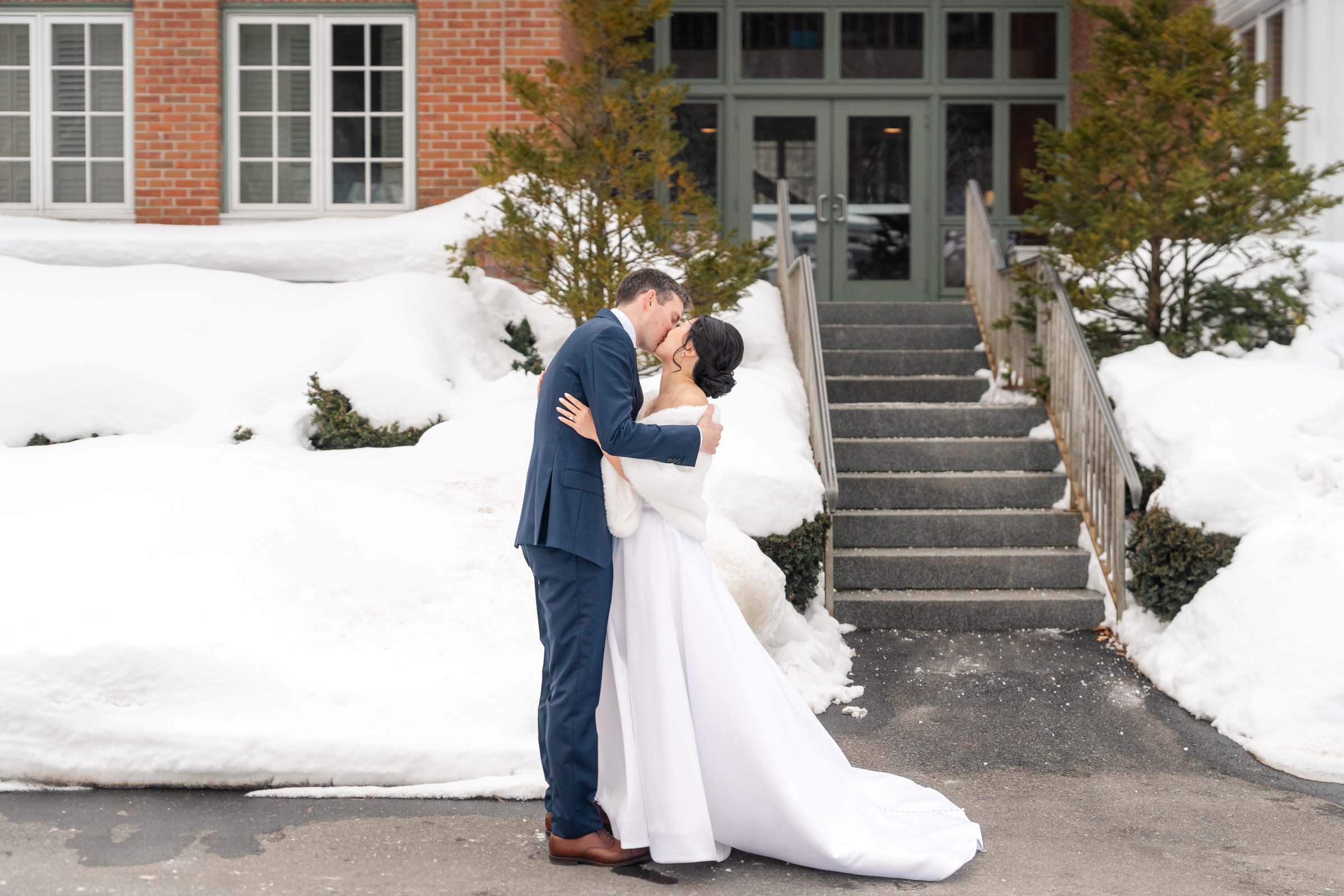 Woodstock Inn Winter Wedding - seeing each other during first look