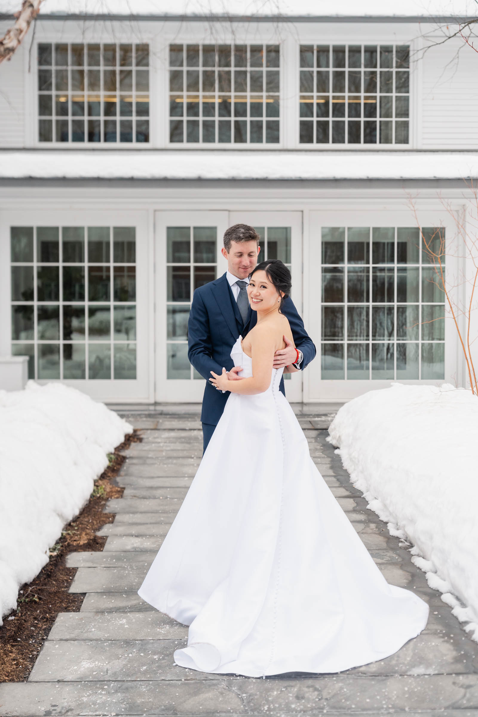 Woodstock Inn Winter Wedding - portrait by the spa